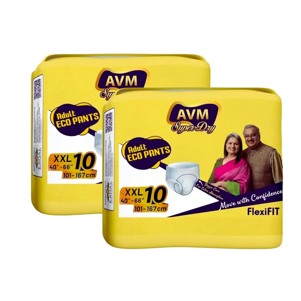AVM Super Dry ECO Adult Diaper Pants XXL | Waist Size (40-66 Inches | 101-167 Cm) | 2 Pack /20 Pcs