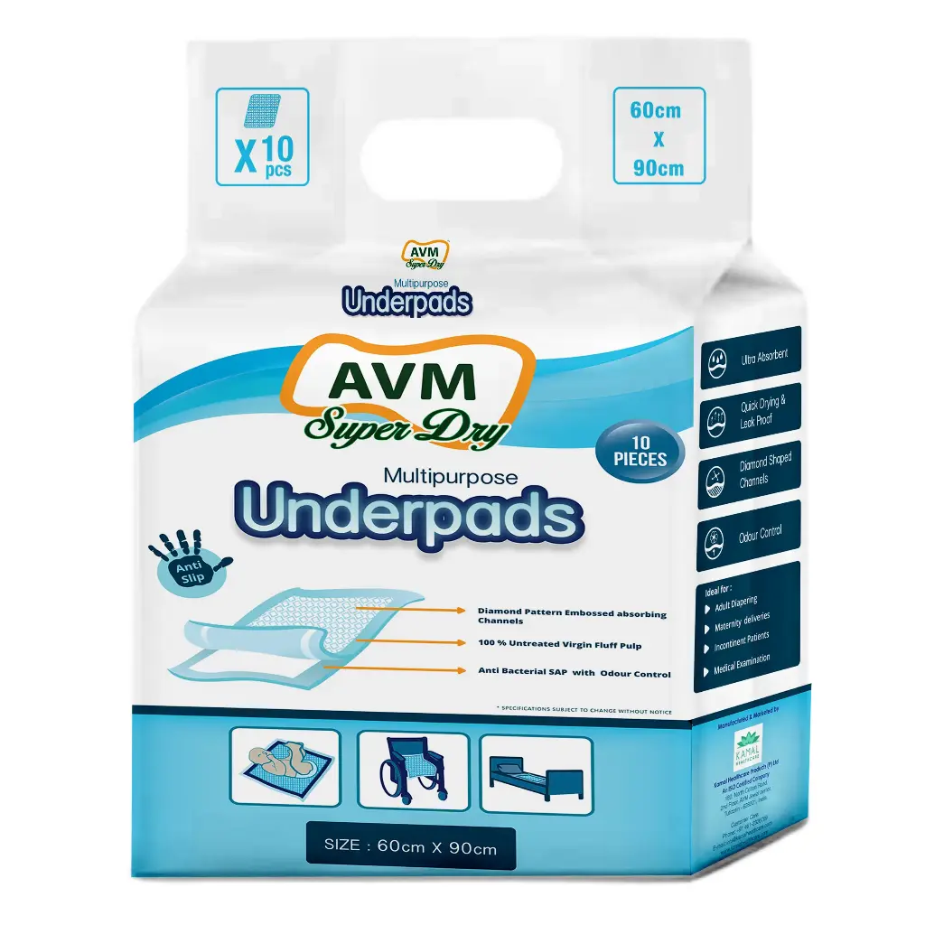 AVM Super Dry Underpads Large ( 60*90 cm) Pack of 1 with Super Absorption Layer/Leak Proof/Convenient and Comfortable