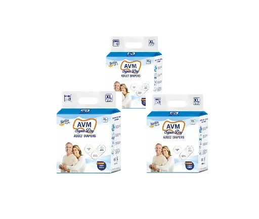 AVM Super Dry Comfort Adult Diaper XL Size (Extra Large) | Unisex | PACK OF 3 (30 pcs)