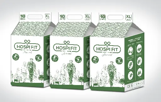 Hospifit Adult Diapers -Unisex Extra Large size (48"-68") PACK OF 3 ( 30 Pcs )