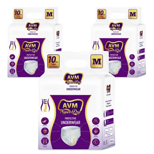 AVM Super Dry Protective Underwear Pull Up Adult Diaper | Unisex | Pack of 3 (30 Pcs)
