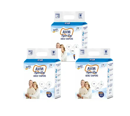 AVM Super Dry Comfort Adult Diaper | Unisex | PACK OF 3 (30 pcs)
